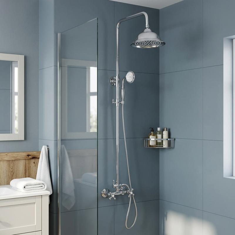 Aquanello Heritage Ascot Klassieke Doucheset Opbouw Douchekolom Chroom CR-2003-HA